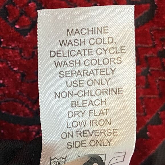 Catherines Velvet Burnout Midi Dress 3X Red Black Bell Sleeve Whimsigoth Witchy - Picture 6 of 7